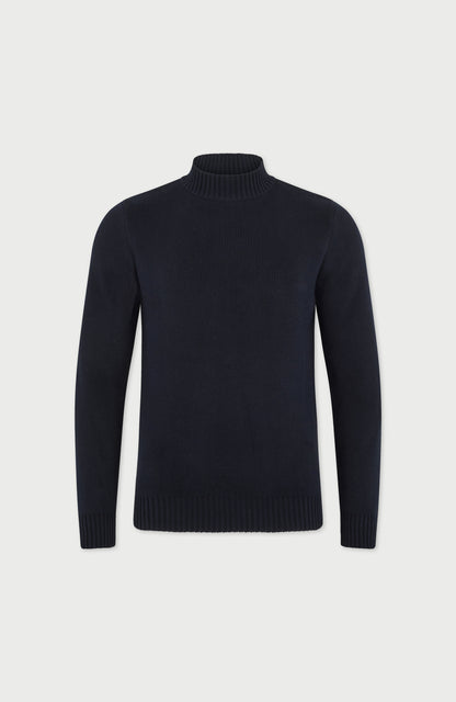 Mens Midweight Cotton Mock Turtleneck Jumper