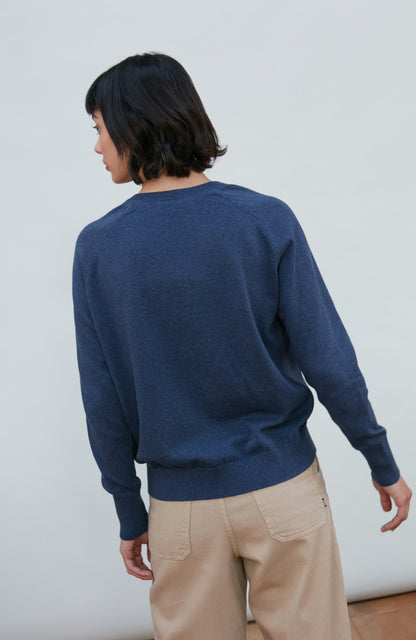 Womens Lightweight Cotton Deep V Neck Jumper