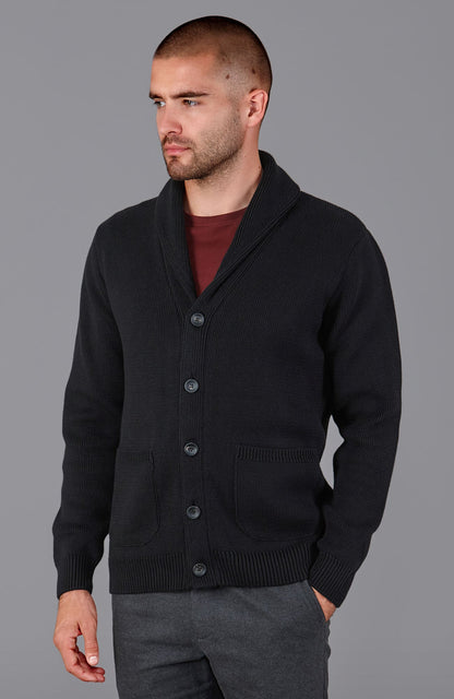 Mens Midweight Cotton Shawl Collar Cardigan