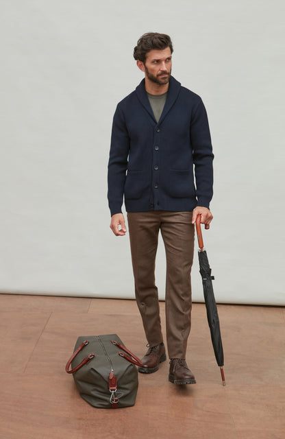 Mens Midweight Cotton Shawl Collar Cardigan