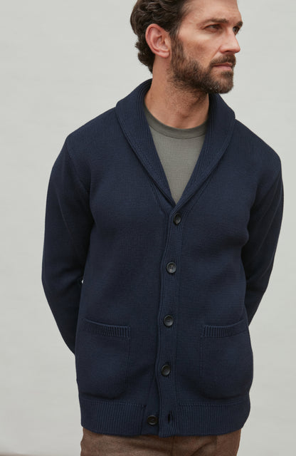 Mens Midweight Cotton Shawl Collar Cardigan