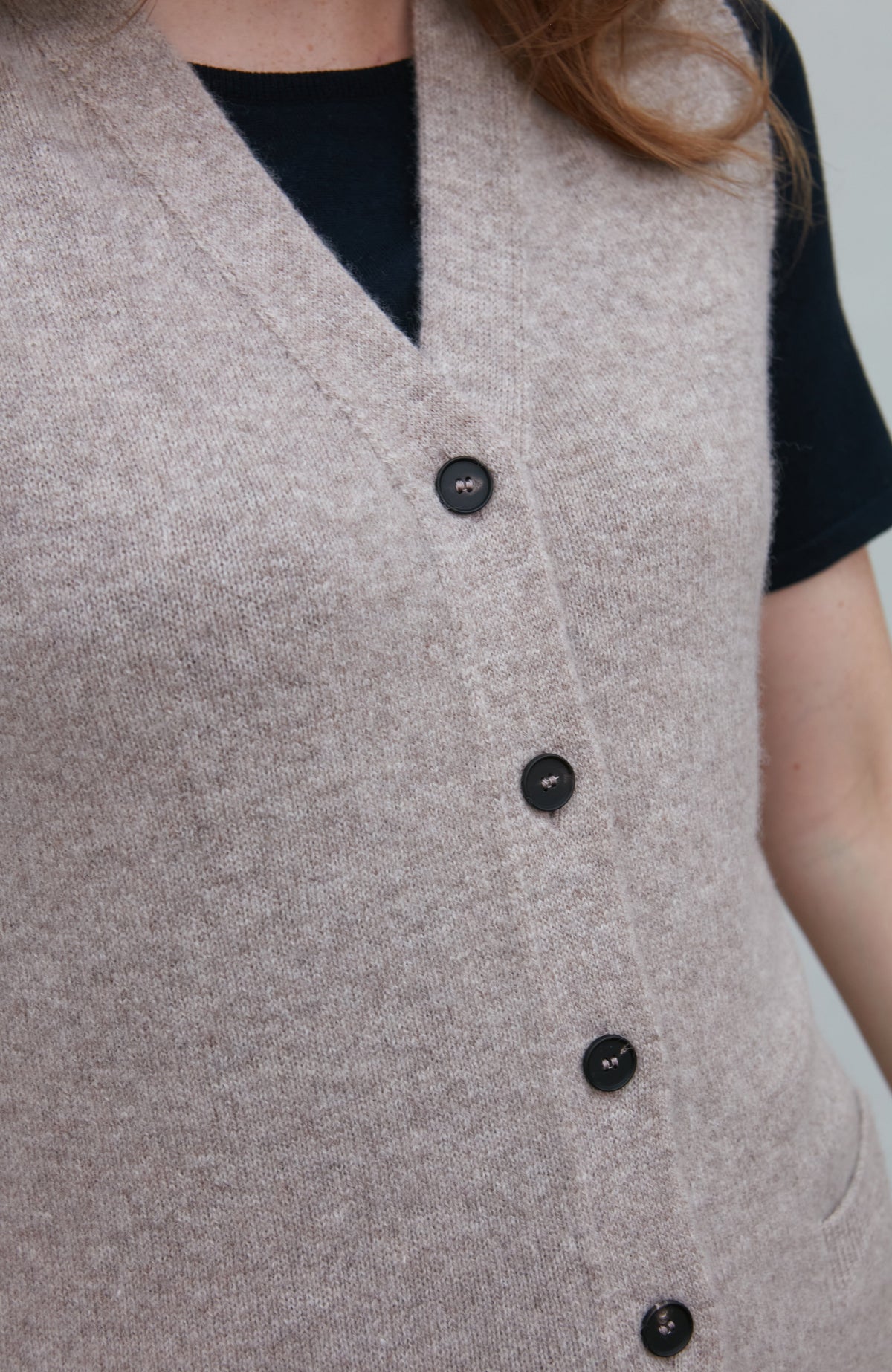 Womens Lambswool V Neck Waistcoat with Pockets