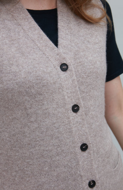 Womens Lambswool V Neck Waistcoat with Pockets