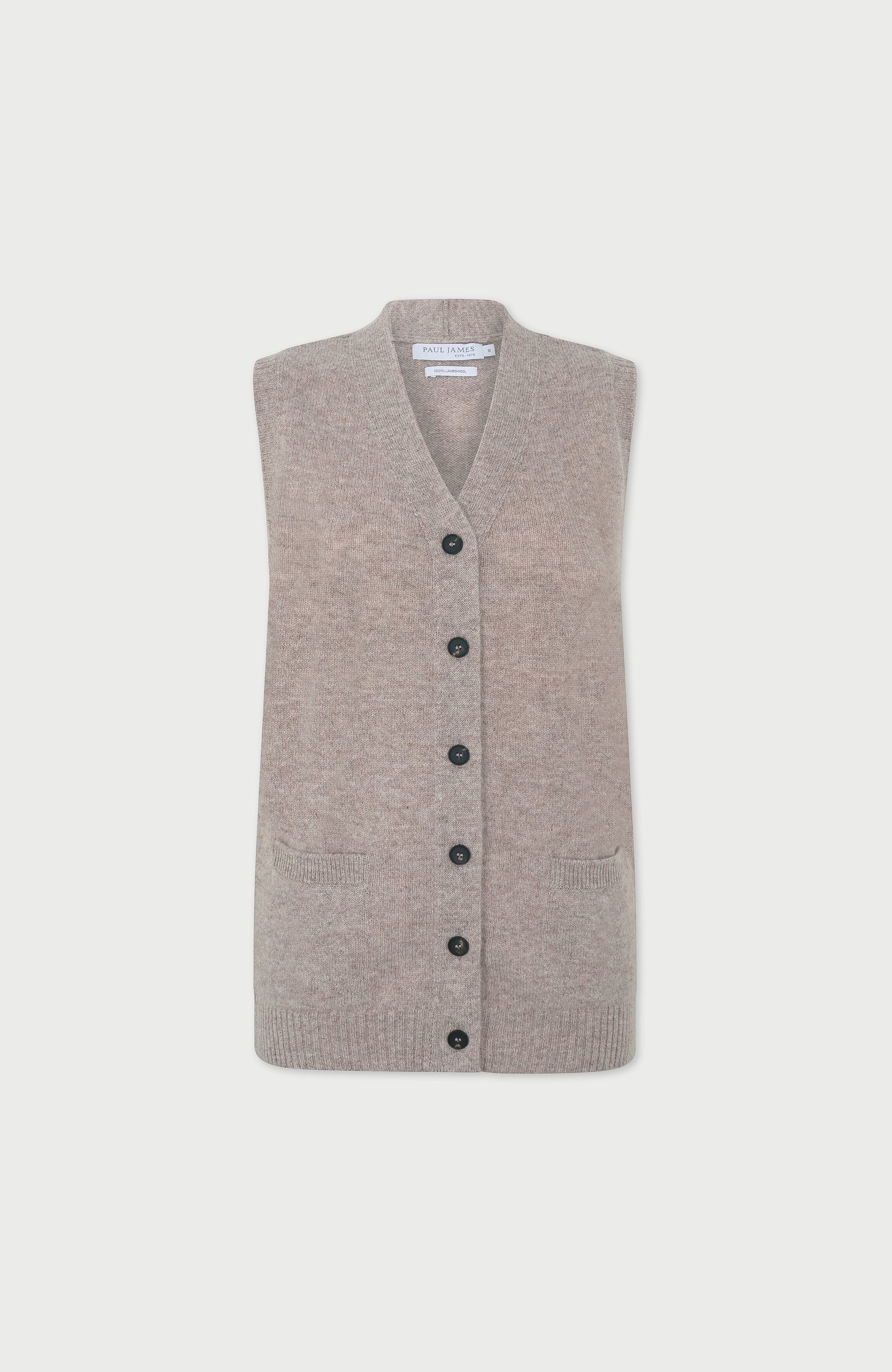 Womens Lambswool V Neck Waistcoat with Pockets