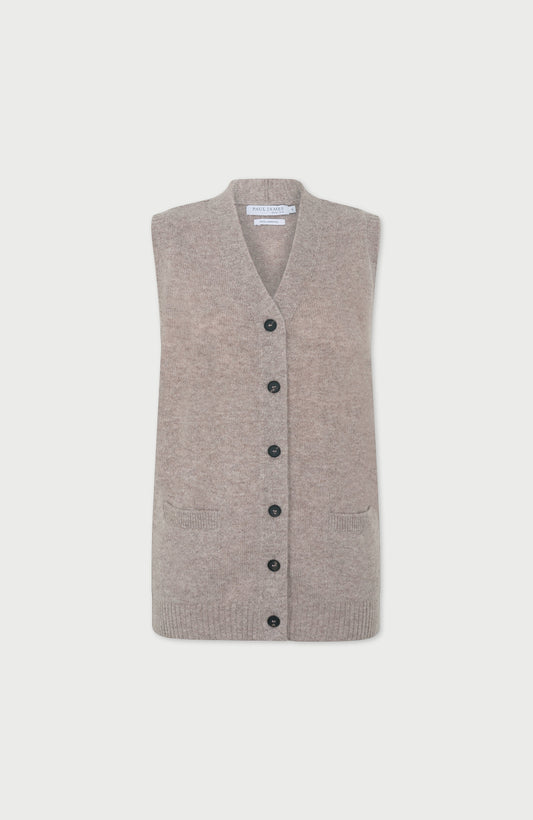Womens Lambswool V Neck Waistcoat with Pockets