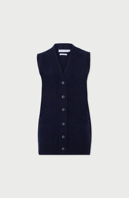 Womens Lambswool V Neck Waistcoat with Pockets