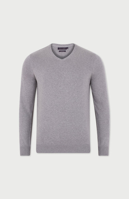Mens Lighweight Cotton V-Neck Jumper