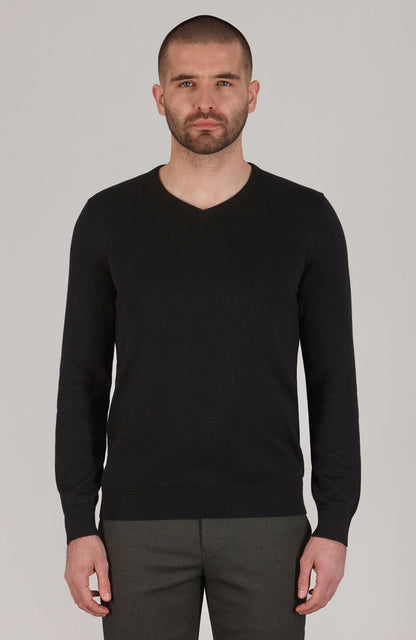 Mens Lighweight Cotton V-Neck Jumper