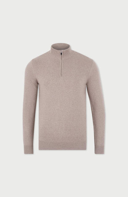 Mens Lightweight Cotton Zip Neck Jumper