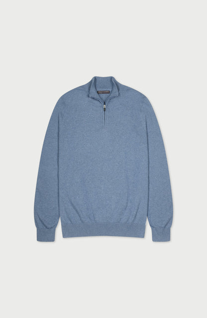 Mens Lightweight Cotton Zip Neck Jumper