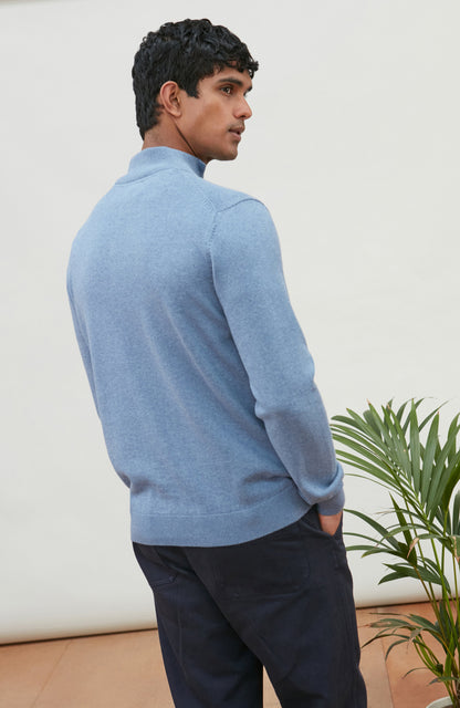 Mens Lightweight Cotton Zip Neck Jumper