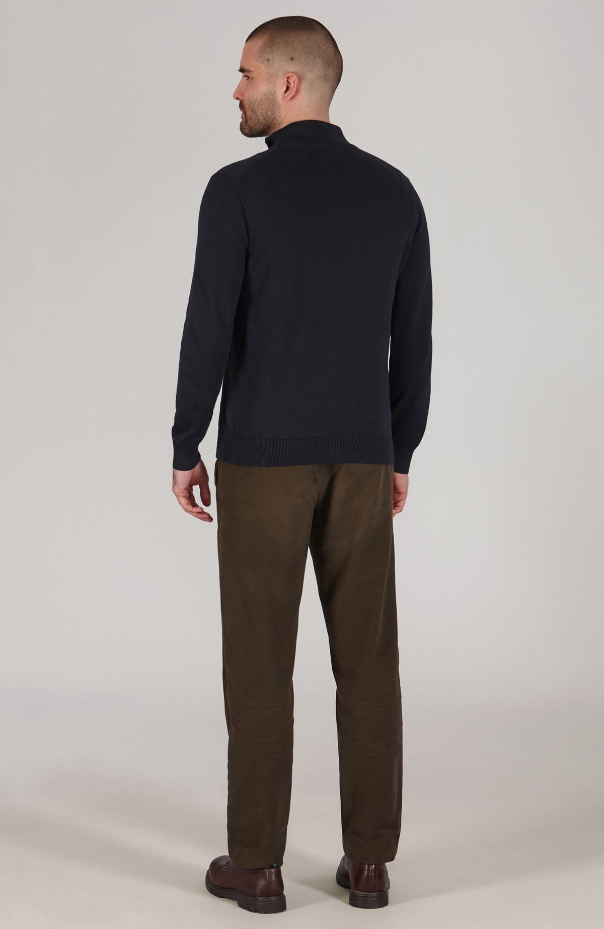 Mens Lightweight Cotton Zip Neck Jumper