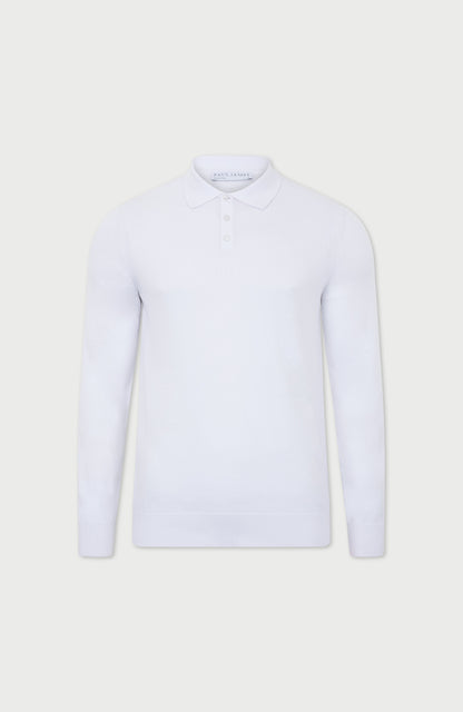 Mens Lightweight Cotton Long Sleeve Knitted Polo Shirt