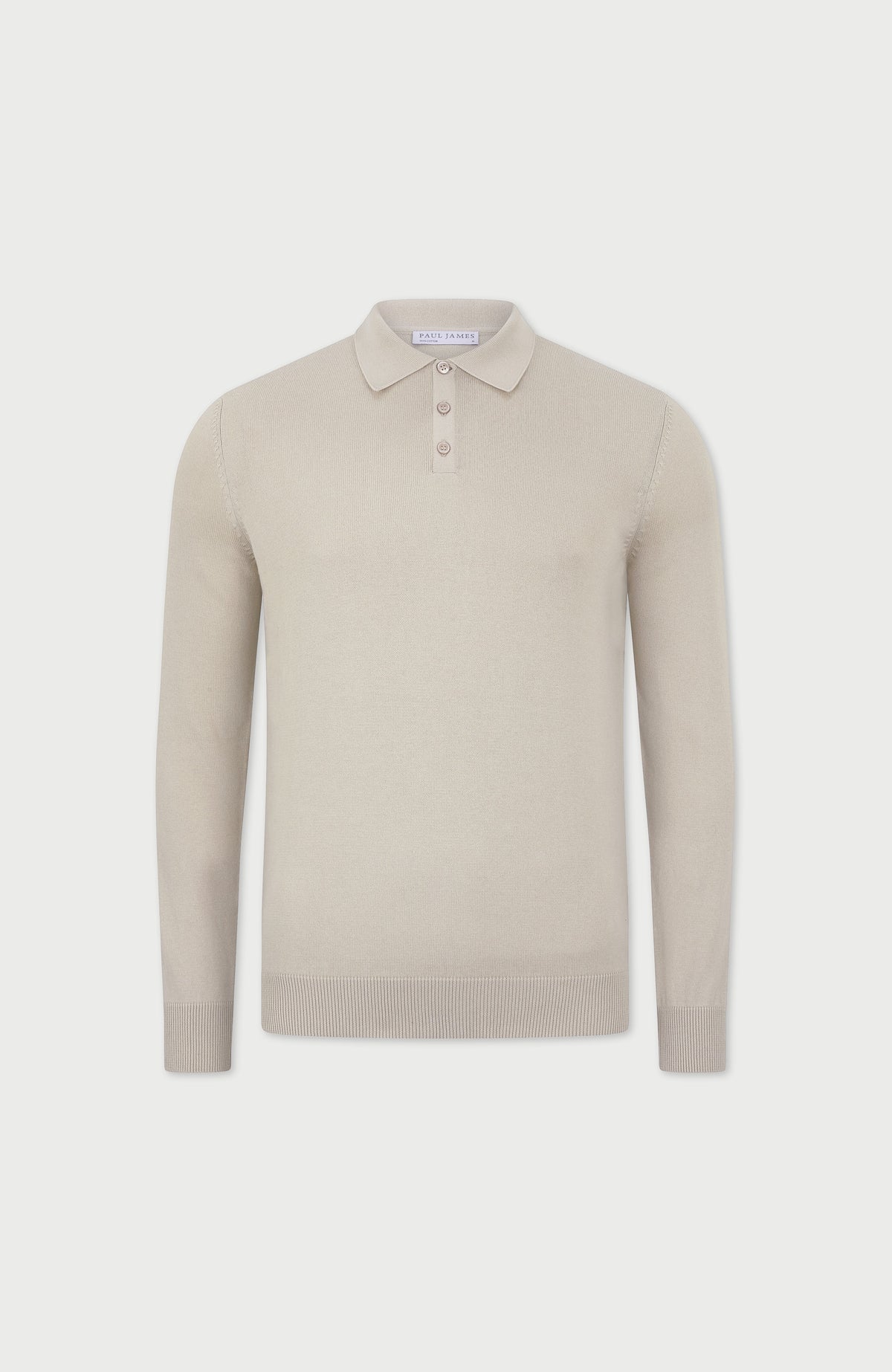 Mens Lightweight Cotton Long Sleeve Knitted Polo Shirt