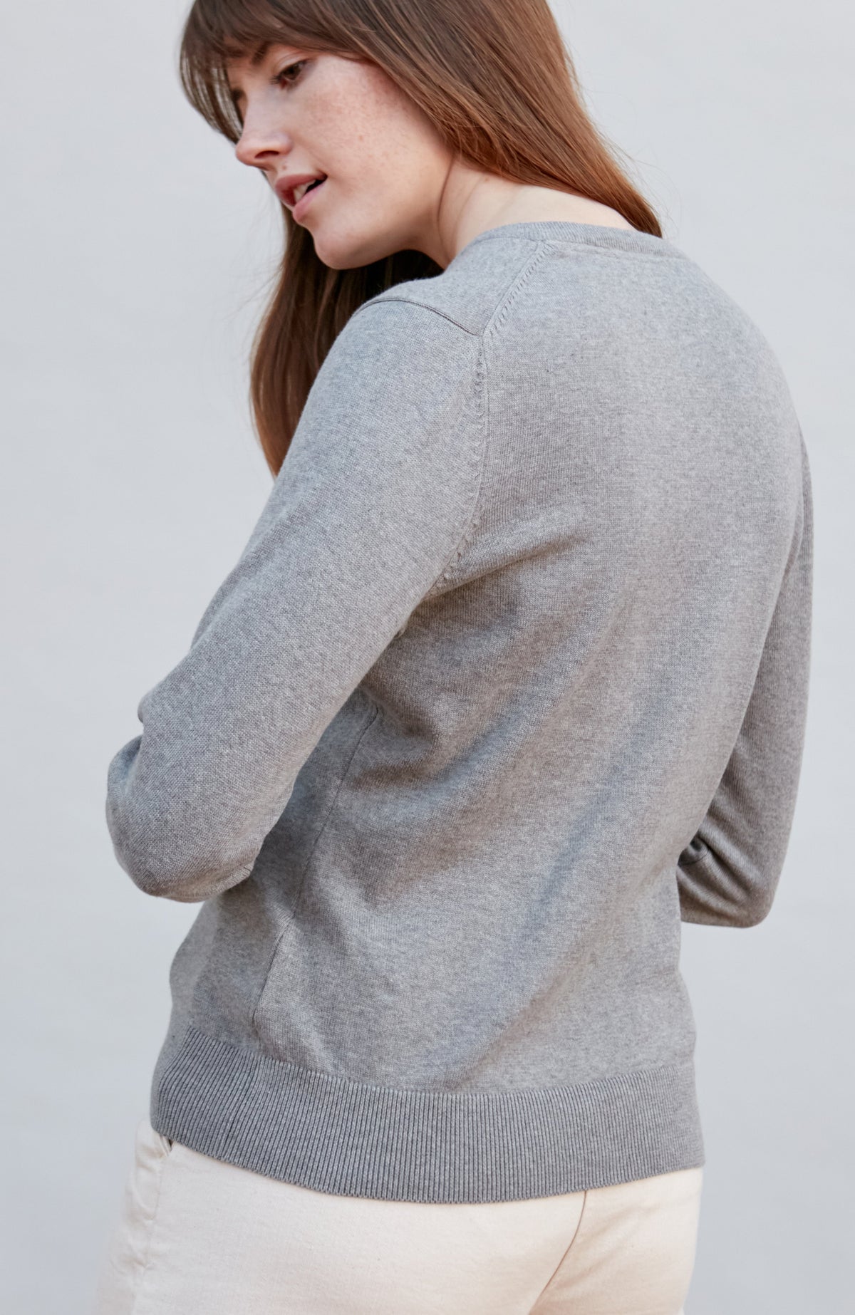 Womens Pure Cotton V-Neck Jumper