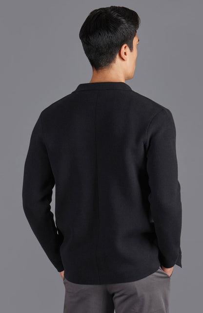 Mens Midweight Cotton Deconstructed Knitted Blazer