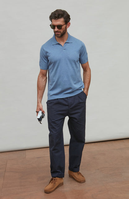 Mens Ultra Fine Cotton Buttonless Polo Shirt