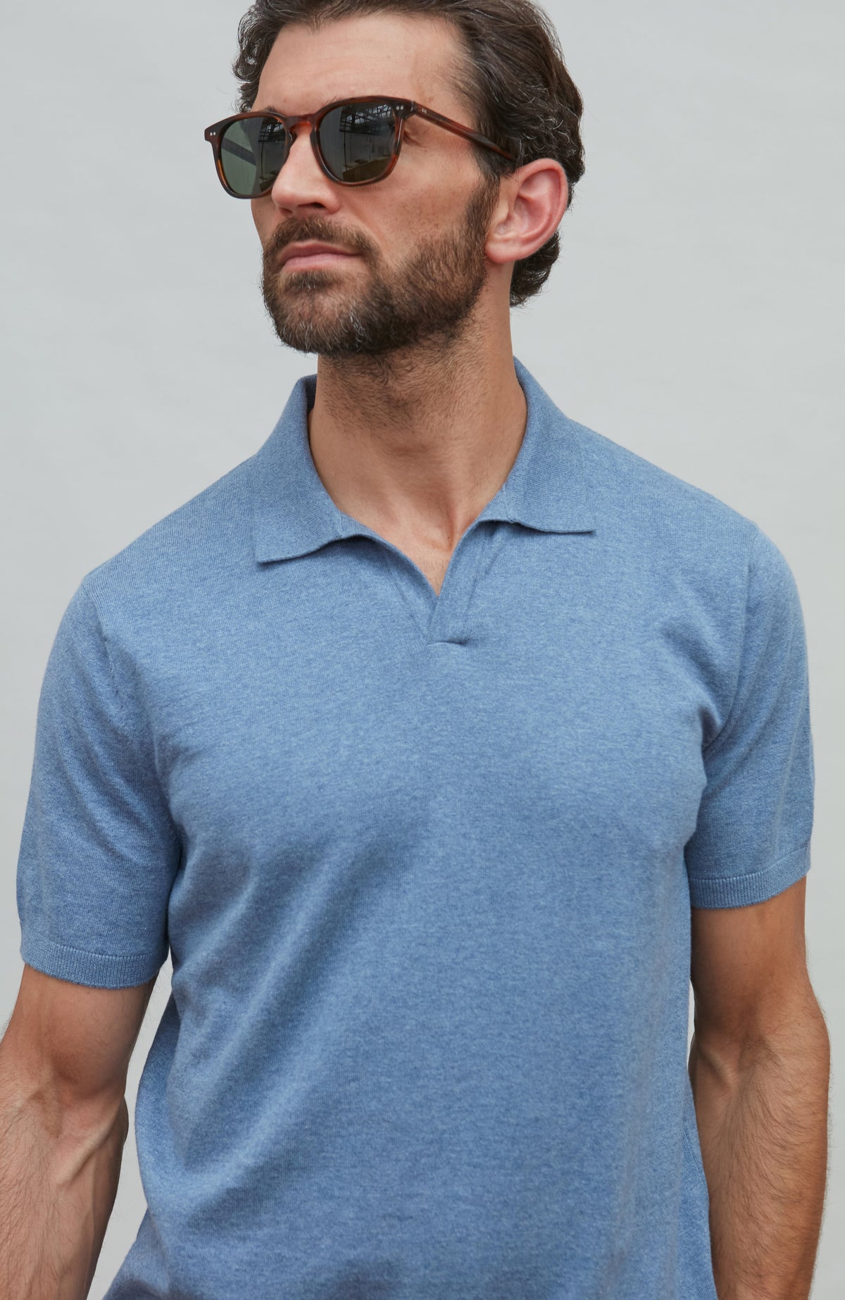 Mens Ultra Fine Cotton Buttonless Polo Shirt