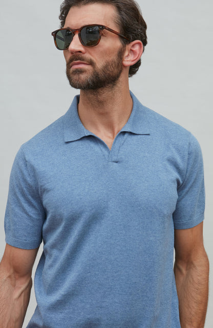 Mens Ultra Fine Cotton Buttonless Polo Shirt