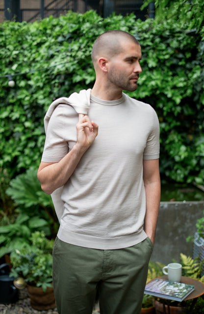 Mens Superfine Merino Silk Short Sleeve Jumper