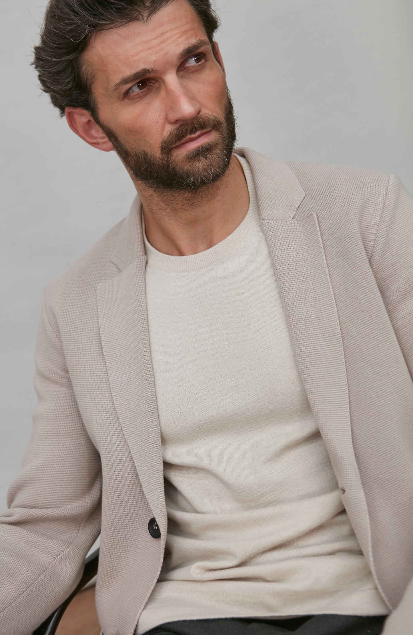 Mens Midweight Cotton Deconstructed Knitted Blazer