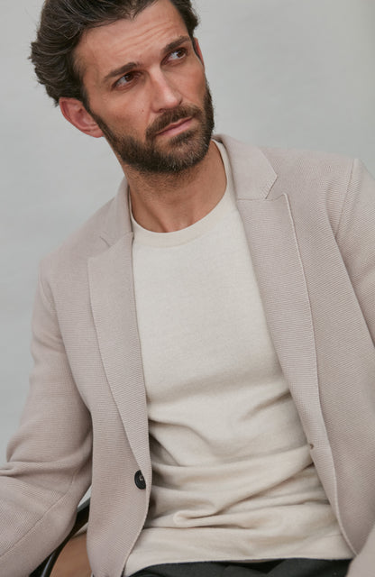 Mens Midweight Cotton Deconstructed Knitted Blazer