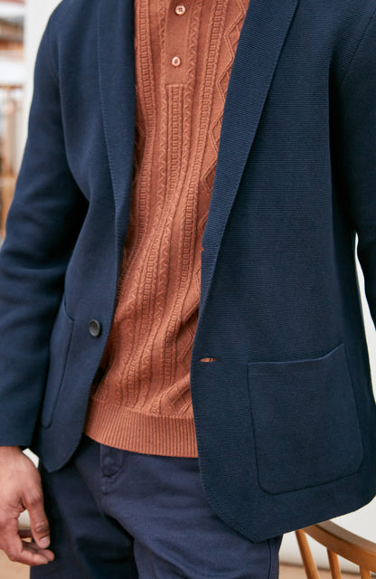 Mens Midweight Cotton Deconstructed Knitted Blazer