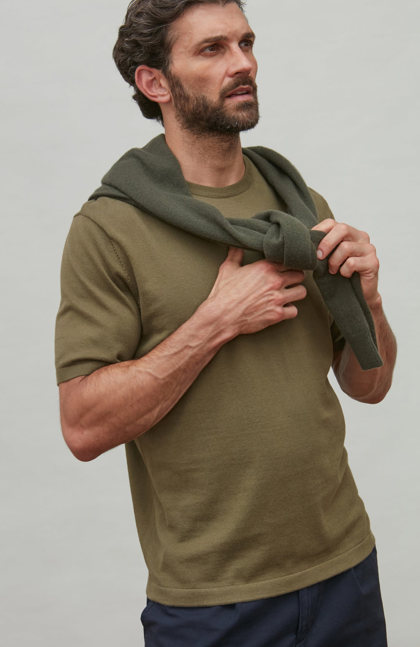 Mens Lightweight Merino Cashmere Crew Neck Jumper