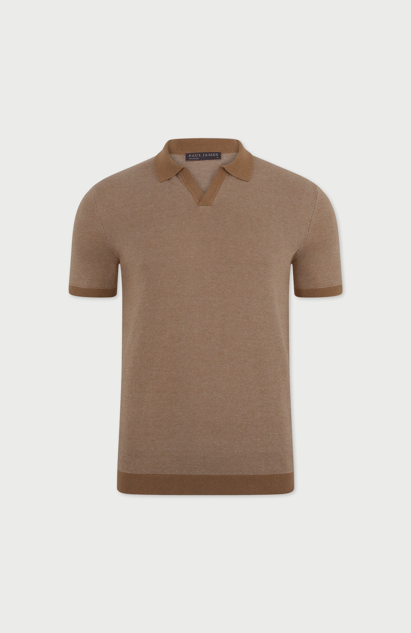 Mens Lightweight Cotton Honeycomb Buttonless Polo Shirt