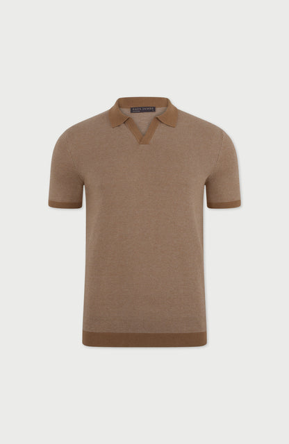 Mens Lightweight Cotton Honeycomb Buttonless Polo Shirt