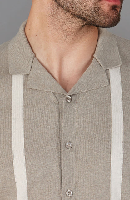 Mens Ultra Fine Cotton Cuban Collar Striped Shirt