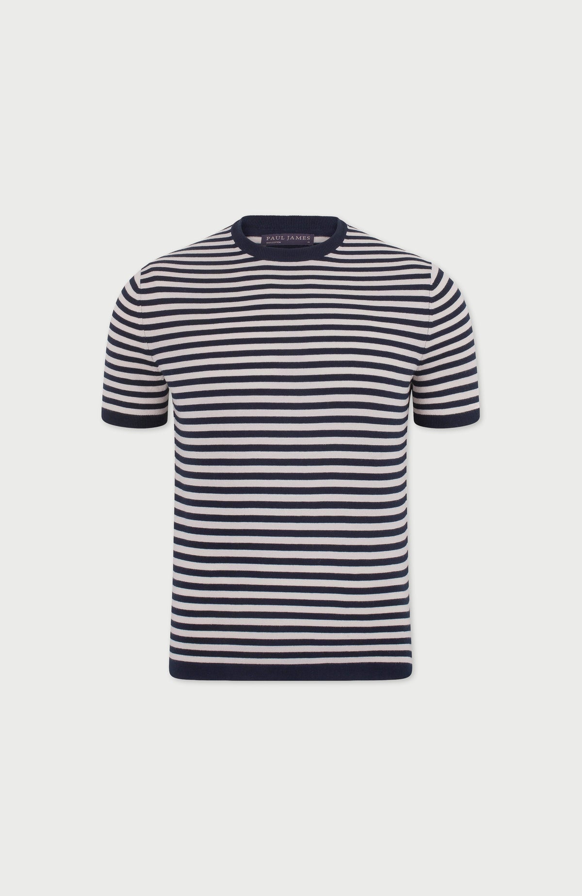 Mens Ultra Fine Cotton Knitted Breton T-Shirt