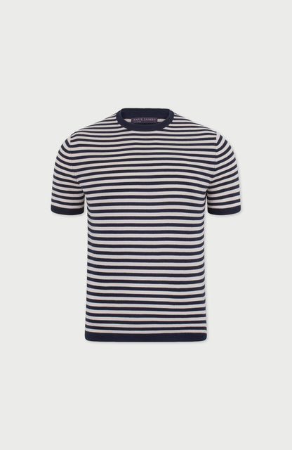 Mens Ultra Fine Cotton Knitted Breton T-Shirt