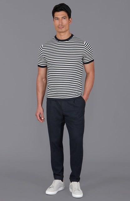 Mens Ultra Fine Cotton Knitted Breton T-Shirt