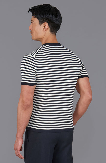 Mens Ultra Fine Cotton Knitted Breton T-Shirt