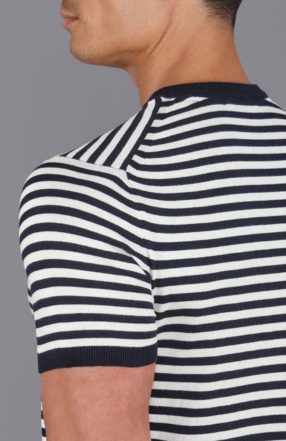Mens Ultra Fine Cotton Knitted Breton T-Shirt