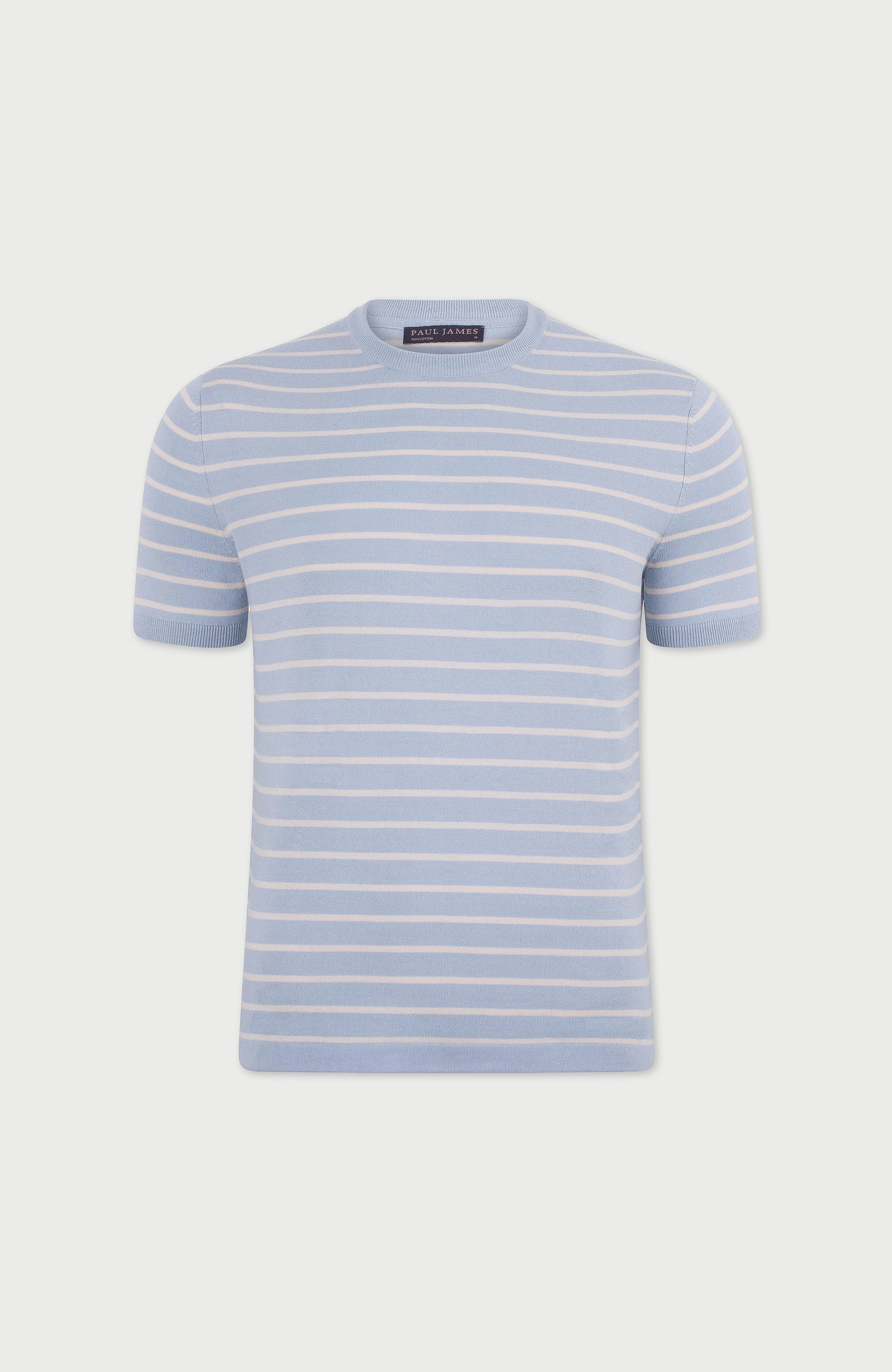 Mens Ultra Fine Cotton Knitted Pin Stripe T-Shirt