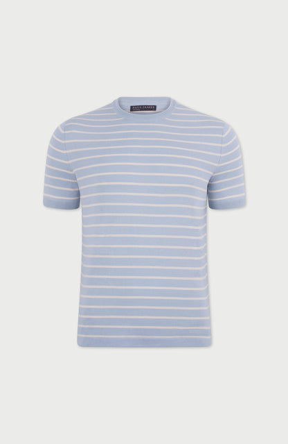 Mens Ultra Fine Cotton Knitted Pin Stripe T-Shirt