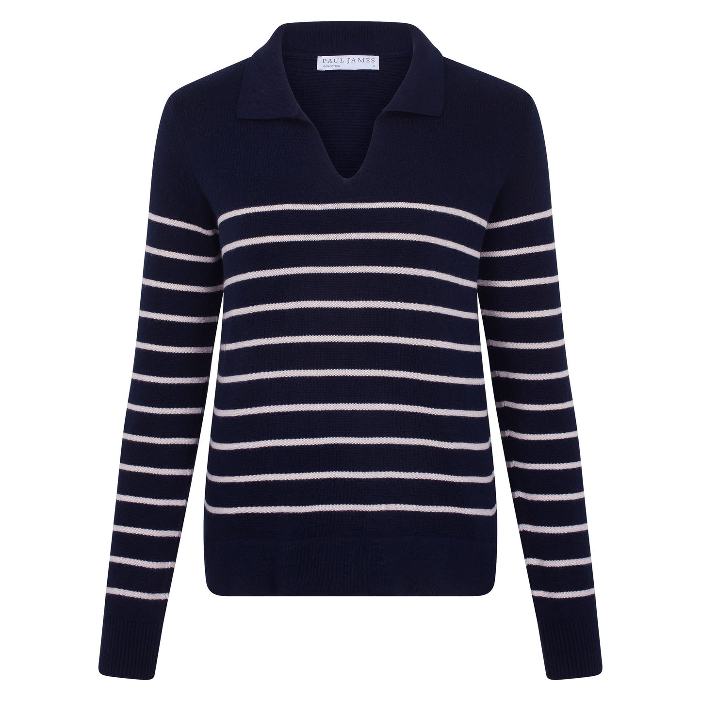 Womens Lightweight Cotton Open Collar Breton Top