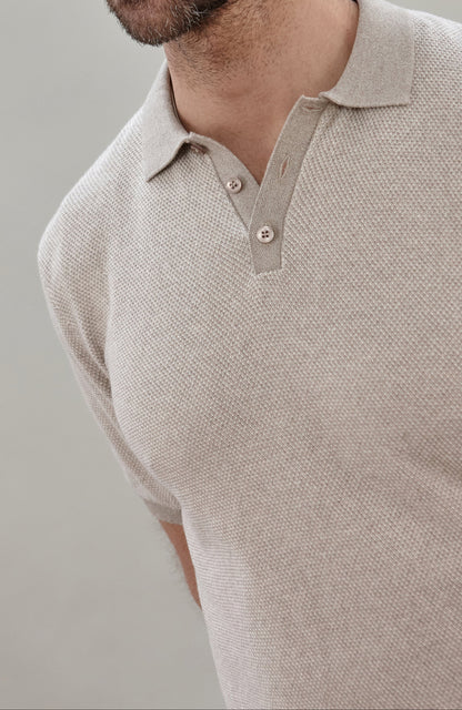 Mens Lightweight Cotton Textured Polo Shirt
