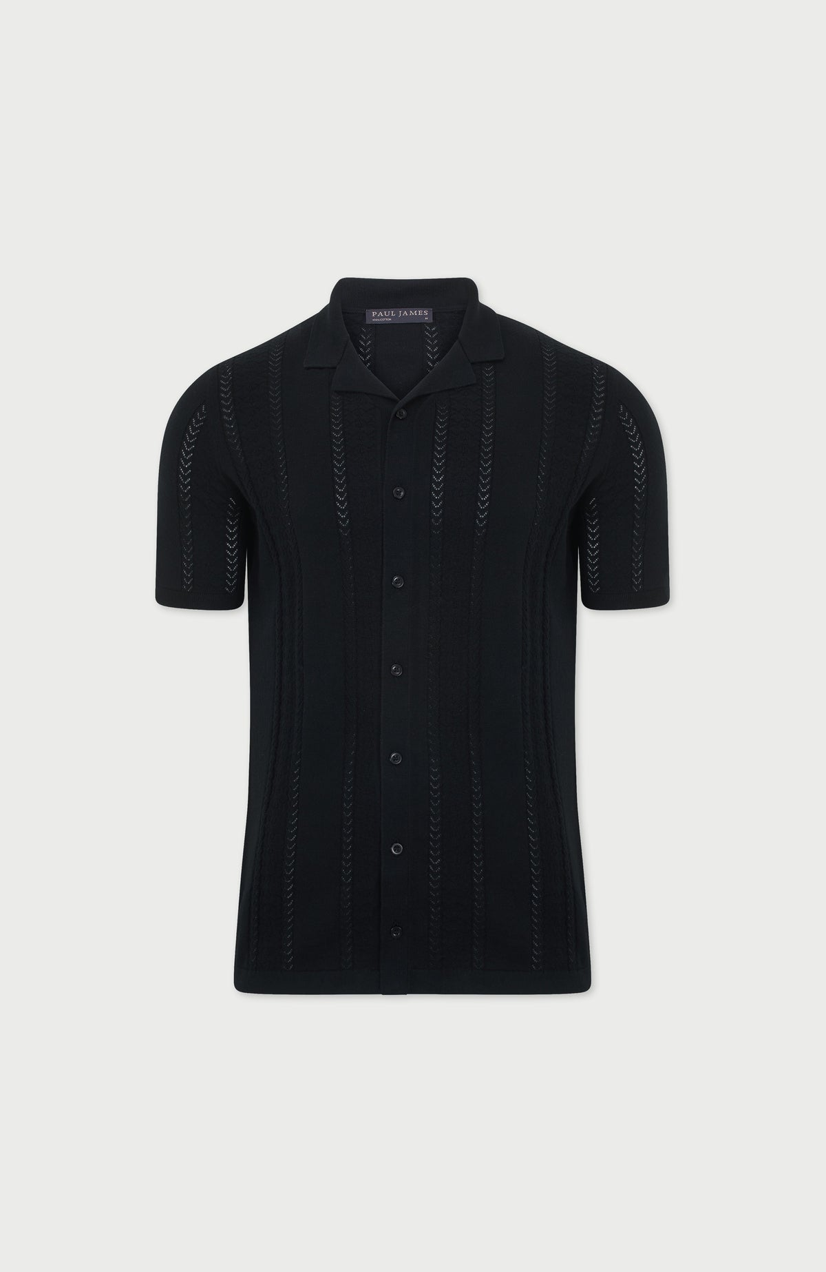 Mens Ultra Fine Cotton Open Knit Cuban Collar Shirt
