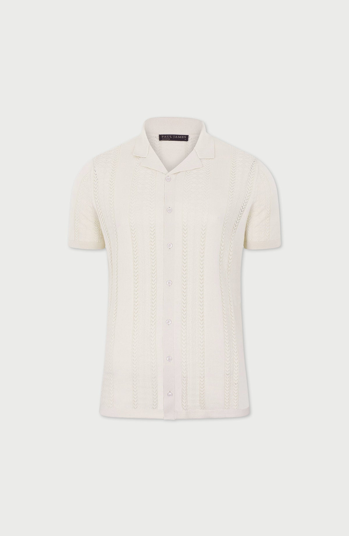 Mens Ultra Fine Cotton Open Knit Cuban Collar Shirt