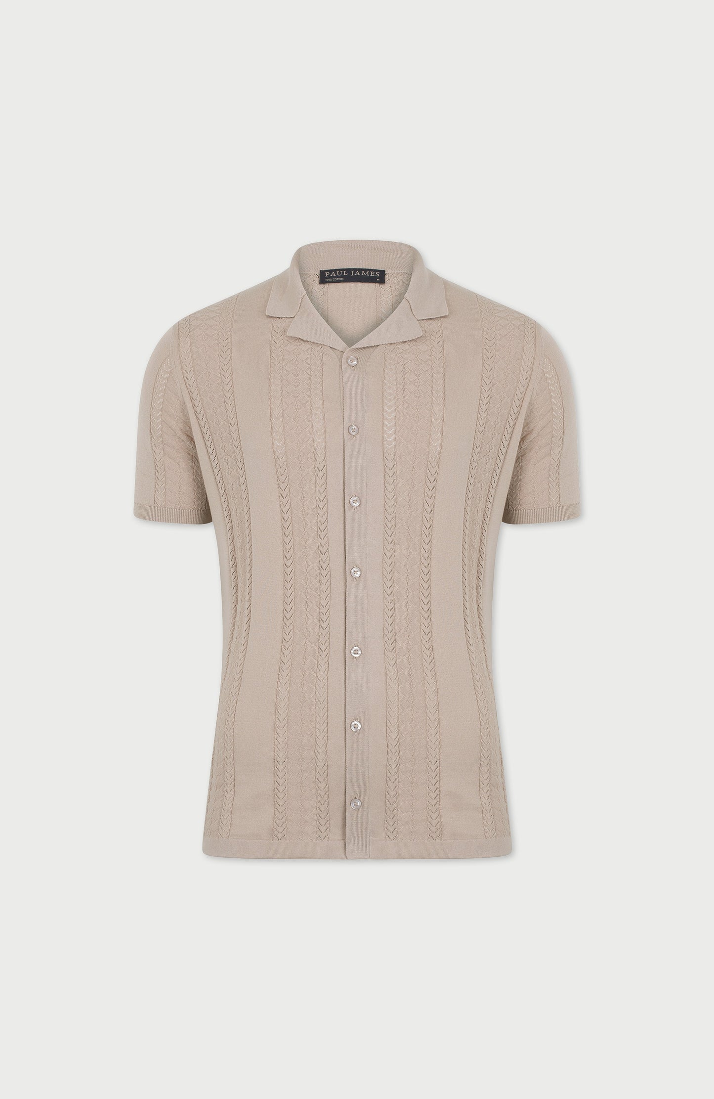 Mens Ultra Fine Cotton Open Knit Cuban Collar Shirt