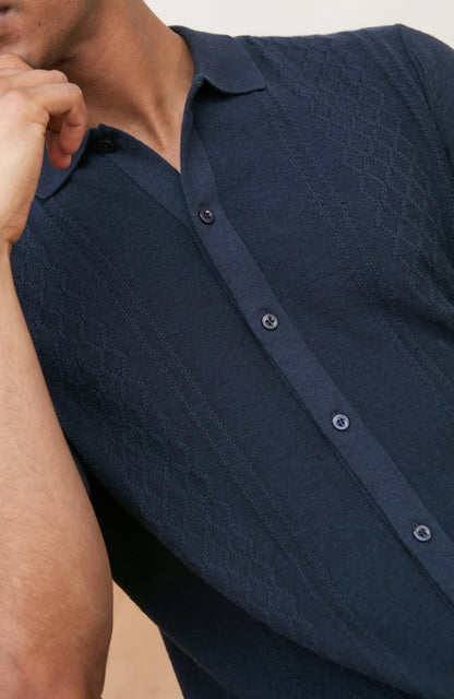 Mens Organic Cotton Linen Patterned Shirt