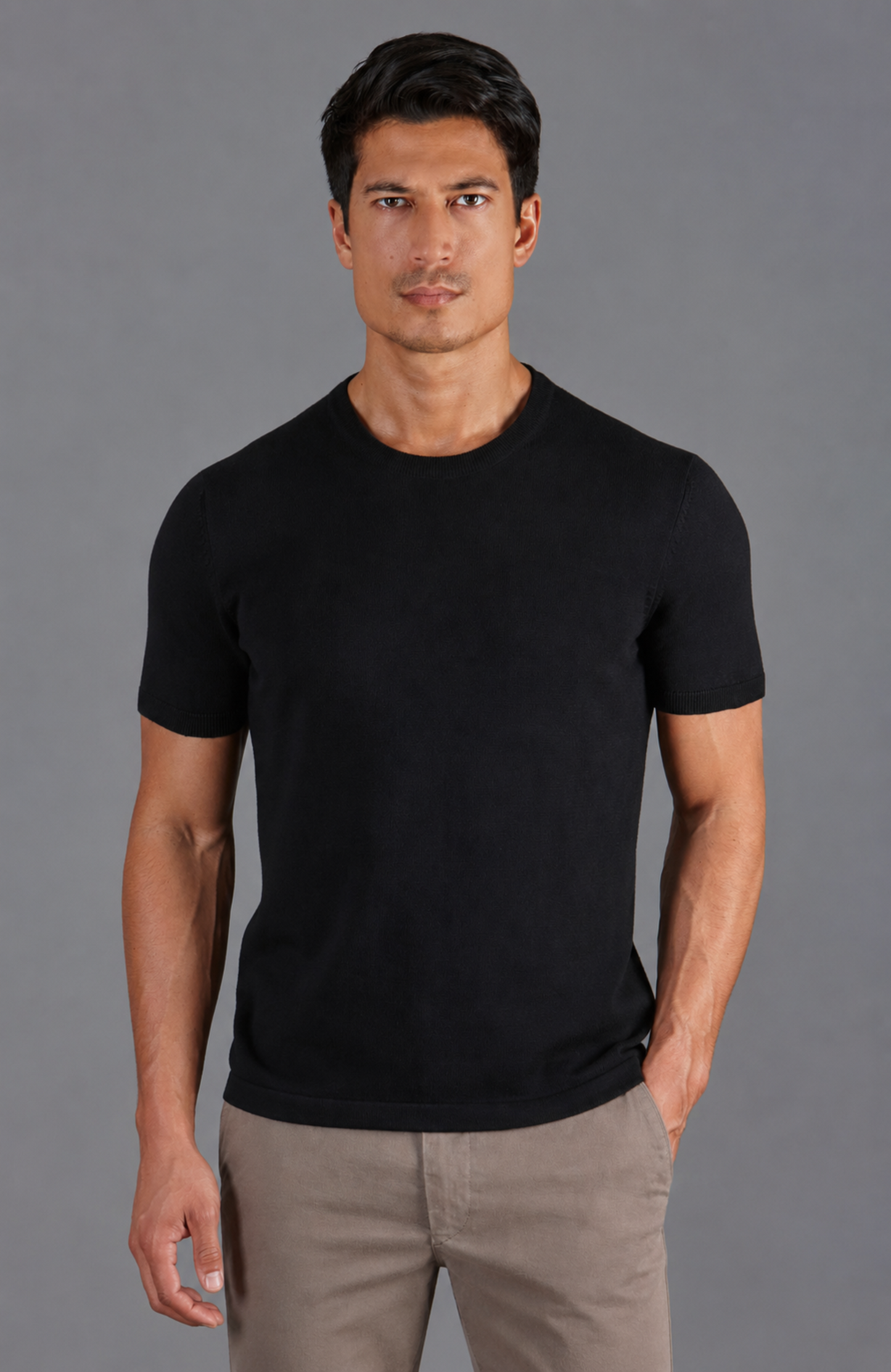 Mens Lightweight Cotton Knitted T-Shirt