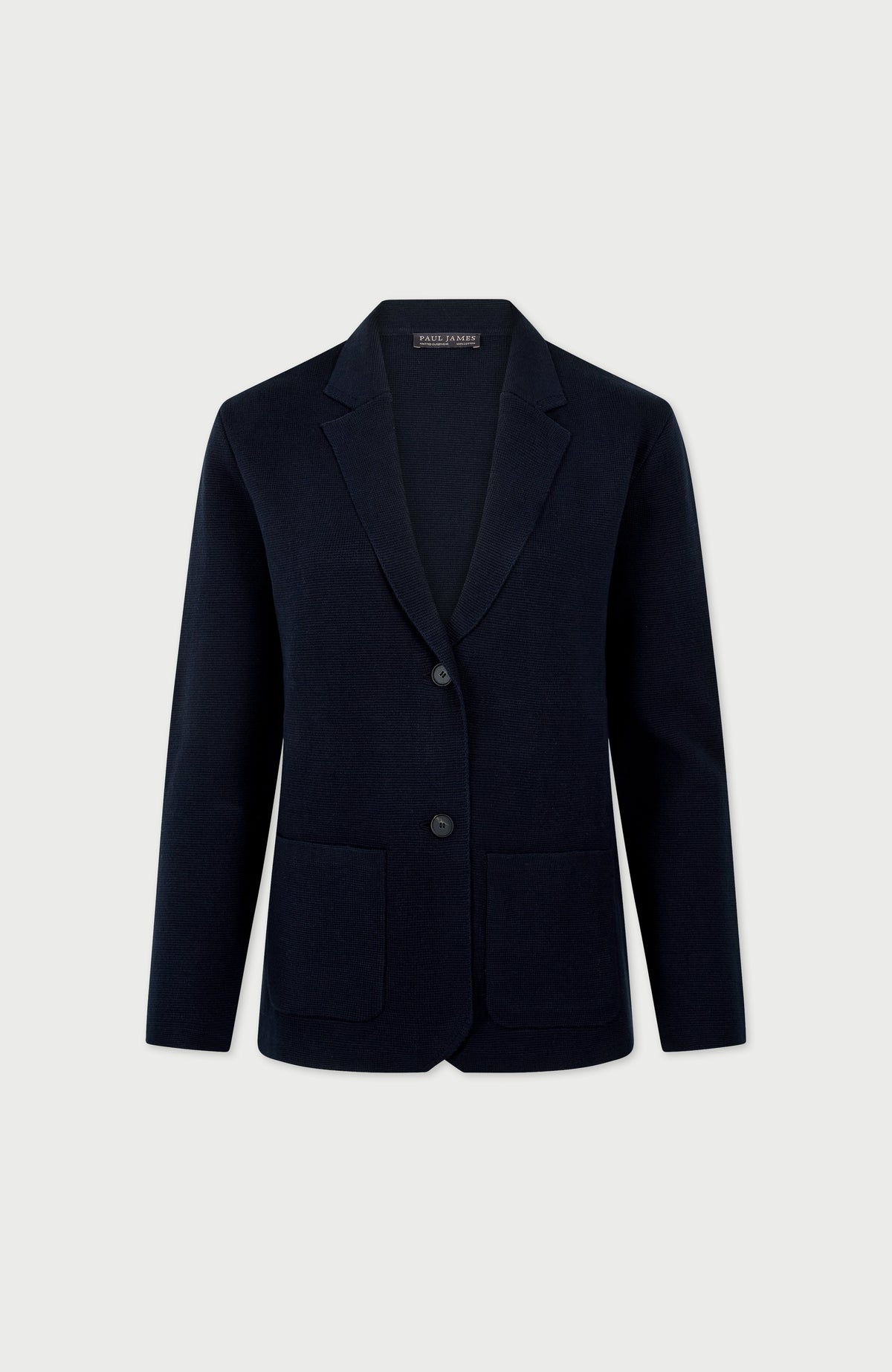 Womens Midweight Cotton Relaxed Fit Knitted Blazer