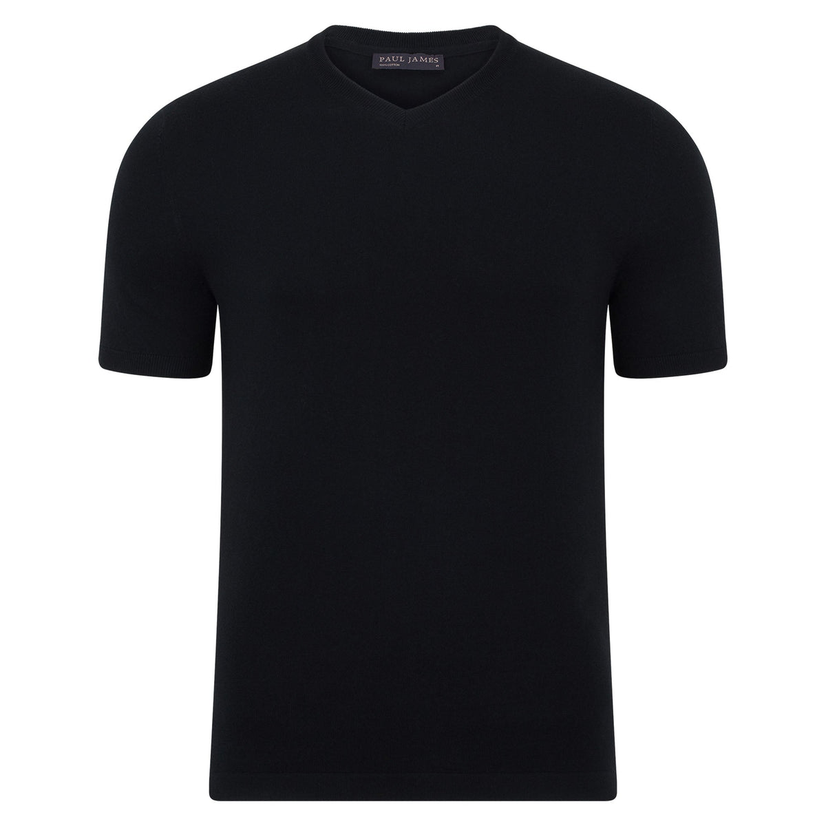 Mens Ultra Fine Cotton High V Neck Knitted T-Shirt