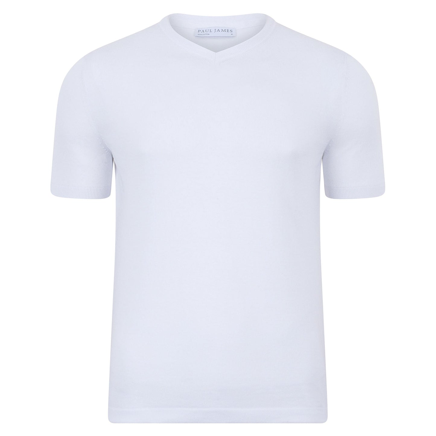 Mens Ultra Fine Cotton High V Neck Knitted T-Shirt