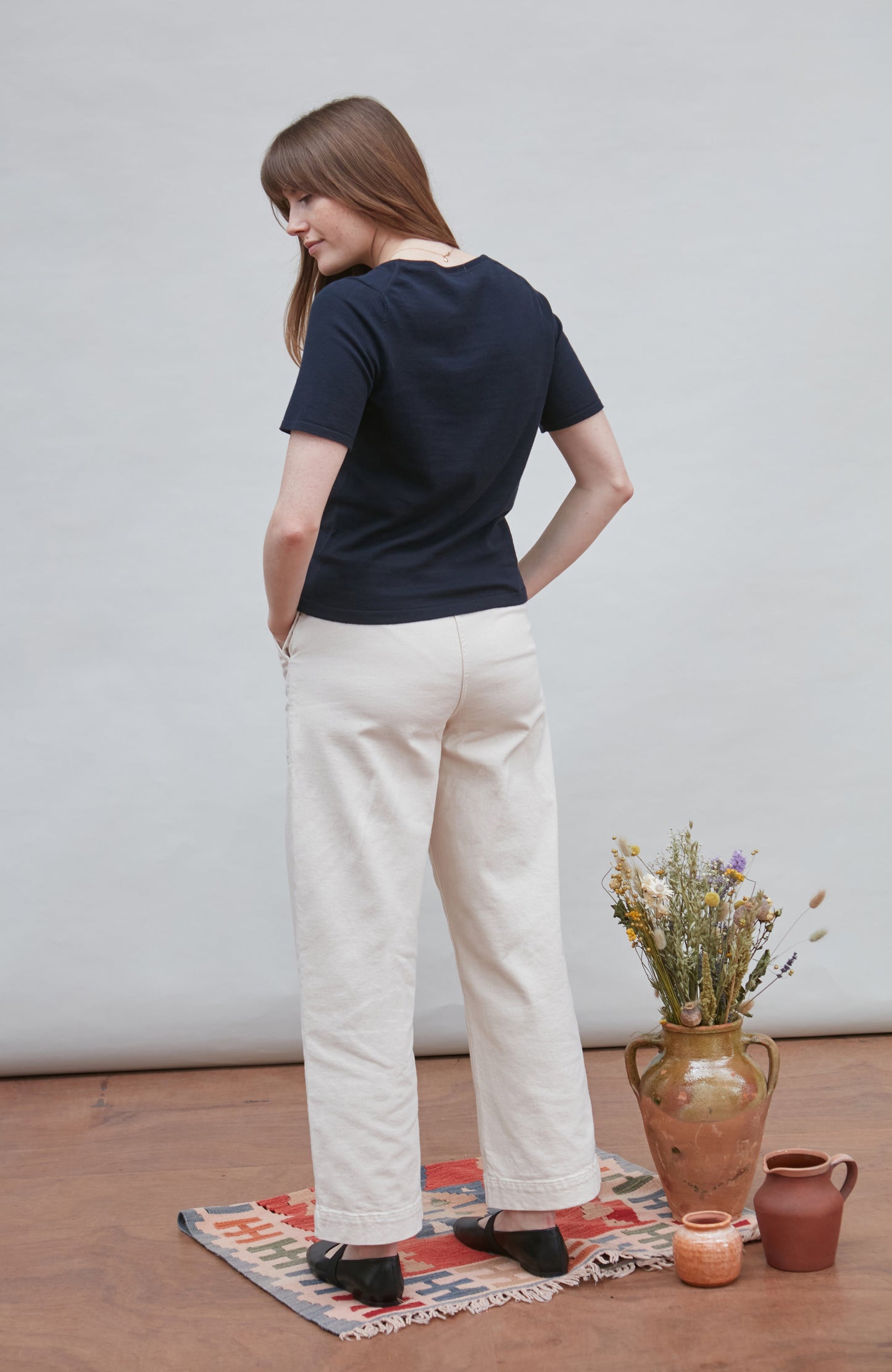 Womens Ultra Fine Cotton Crew Neck Knitted T-Shirt