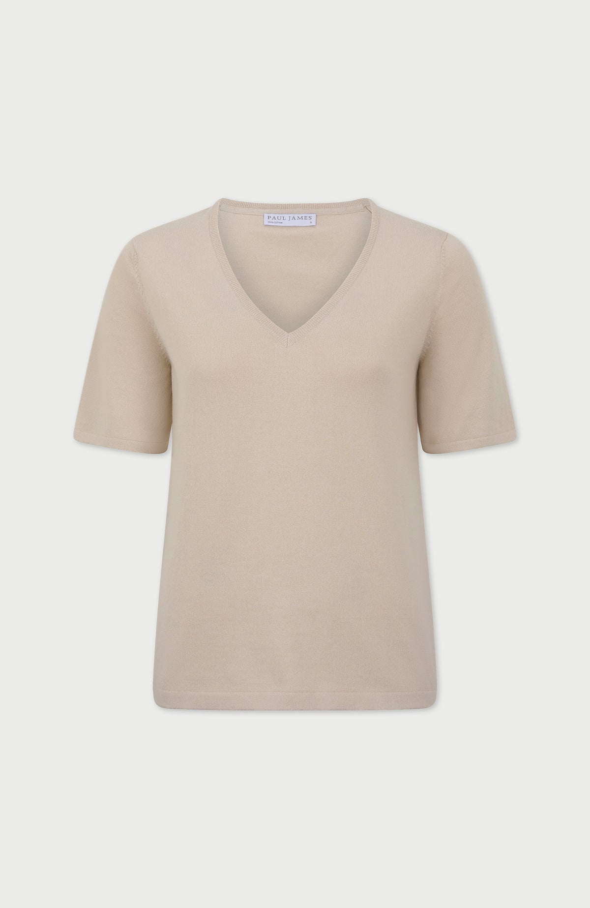Womens Ultra Fine Cotton V Neck Knitted T-Shirt